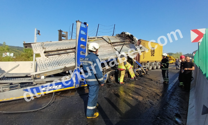 Bolu Dağı'nda feci kaza: Tır sürücüsü yanarak can verdi, 7 kişi yaralandı