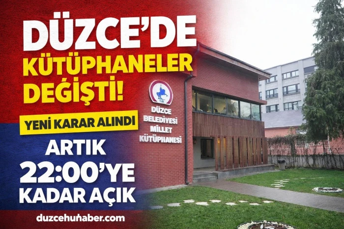 D&uuml;zce'de k&uuml;t&uuml;phaneler 22.00'a kadar a&ccedil;ık olacak