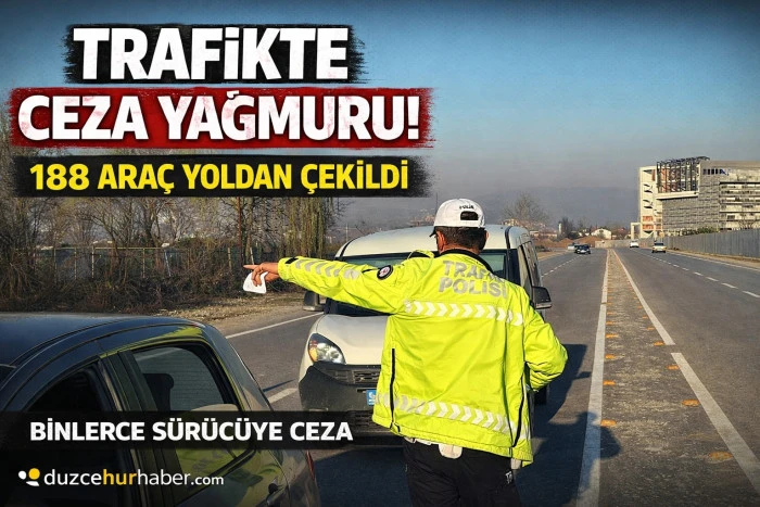 D&uuml;zce'de trafik denetimlerinde 188 ara&ccedil; trafikten men edildi..