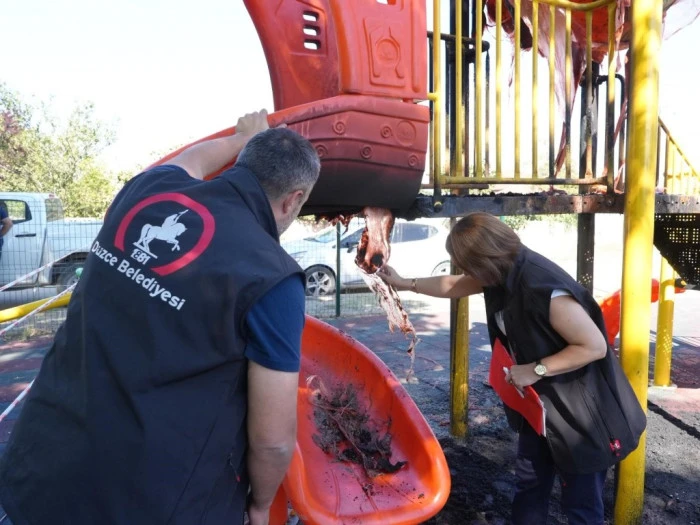Vandallar &ccedil;ocuk oyun parkını yaktı