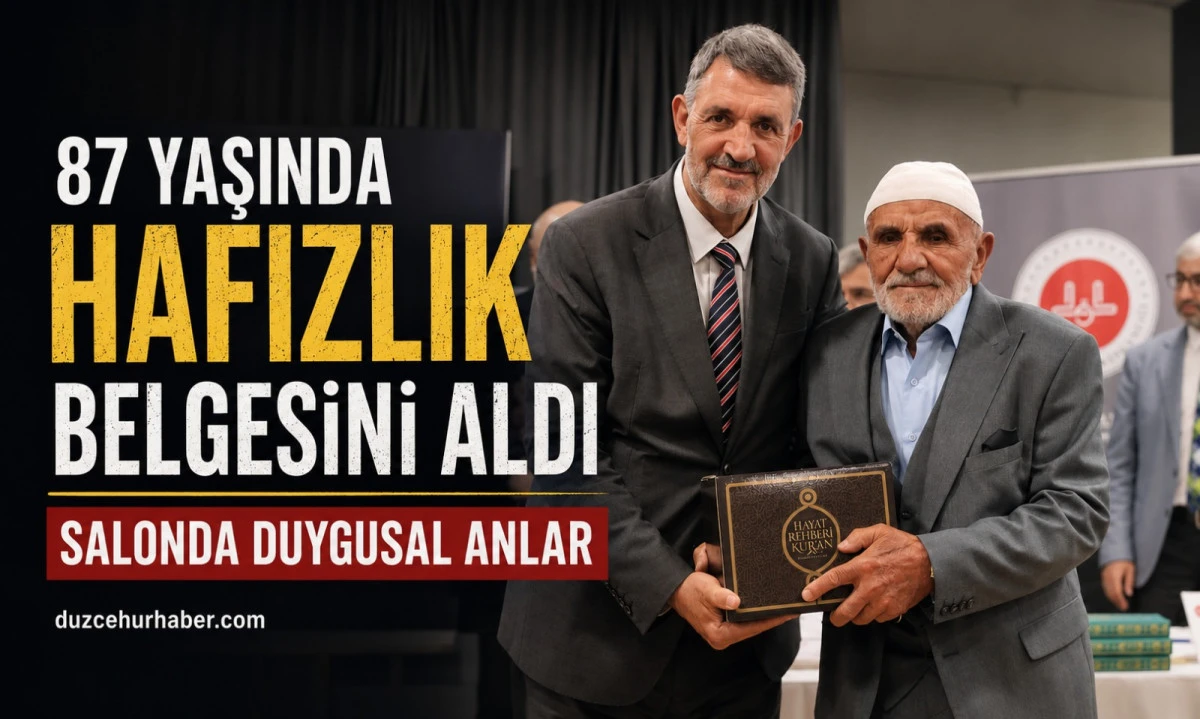 87 Yaşında Hafızlık Belgesini Aldı&hellip; Salondan B&uuml;y&uuml;k Alkış Y&uuml;kseldi