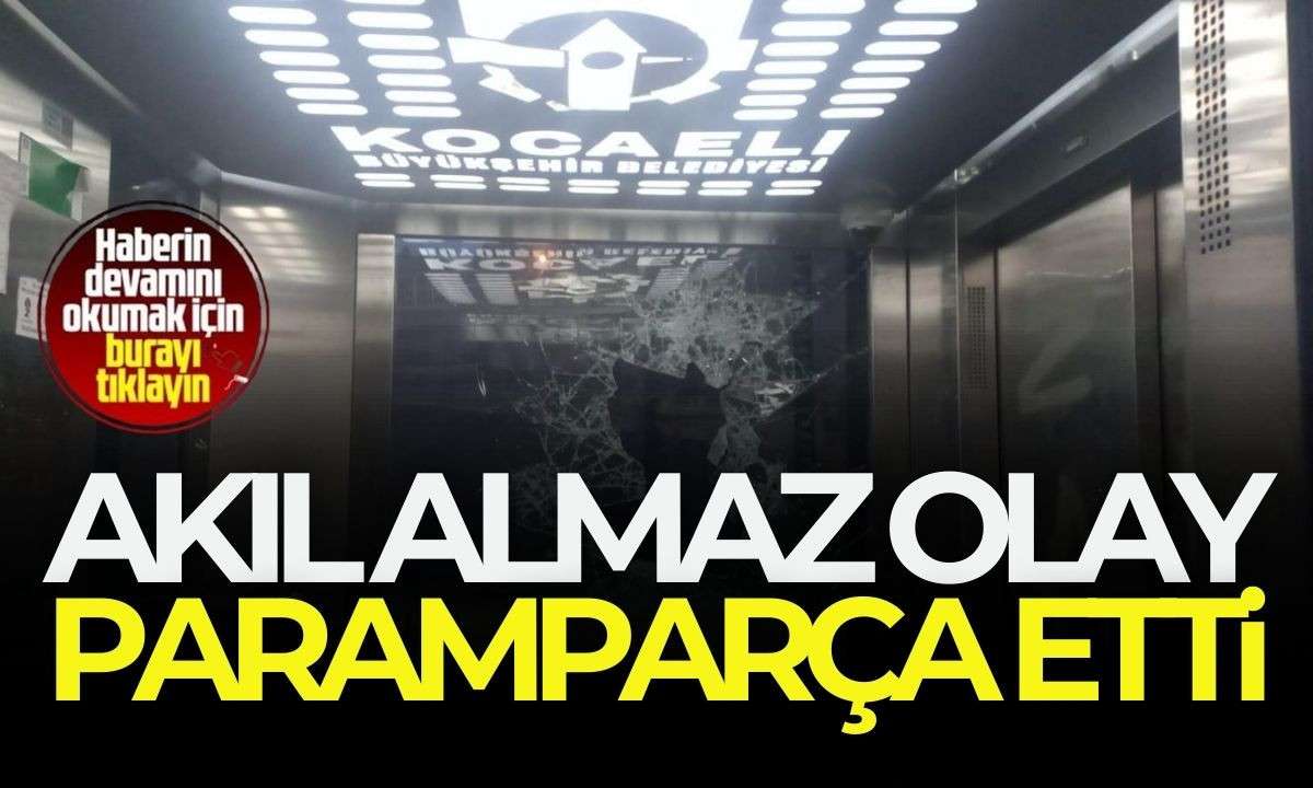 Asansörün camını kaldırım taşlarıyla parçaladı! 