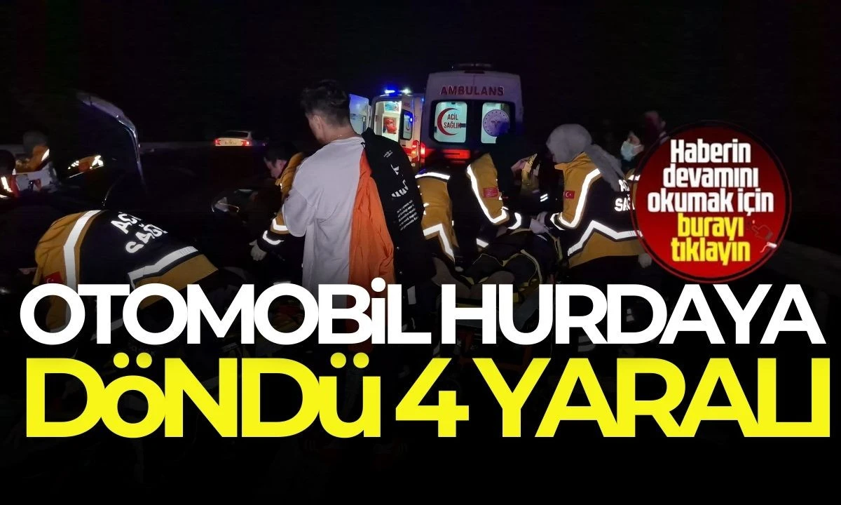Bariyerlere çarpan otomobil hurdaya döndü: 4 yaralı