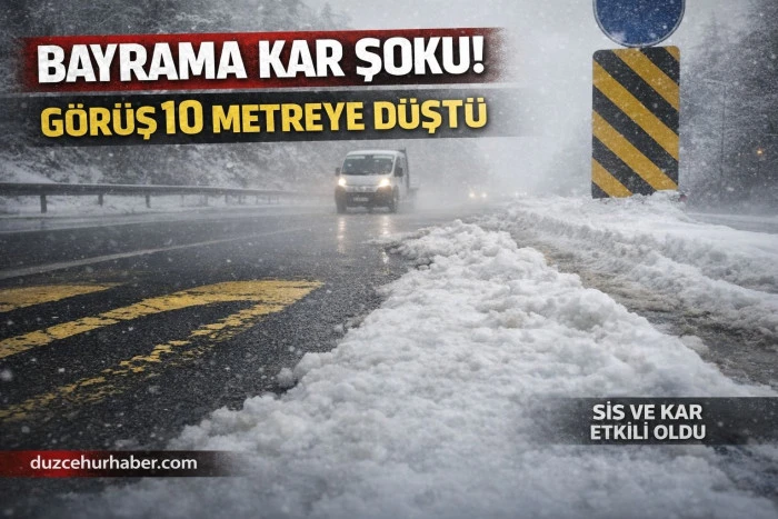 Bayrama Kar ve Sisle Başlangı&ccedil;! G&ouml;r&uuml;ş 10 Metreye D&uuml;şt&uuml;