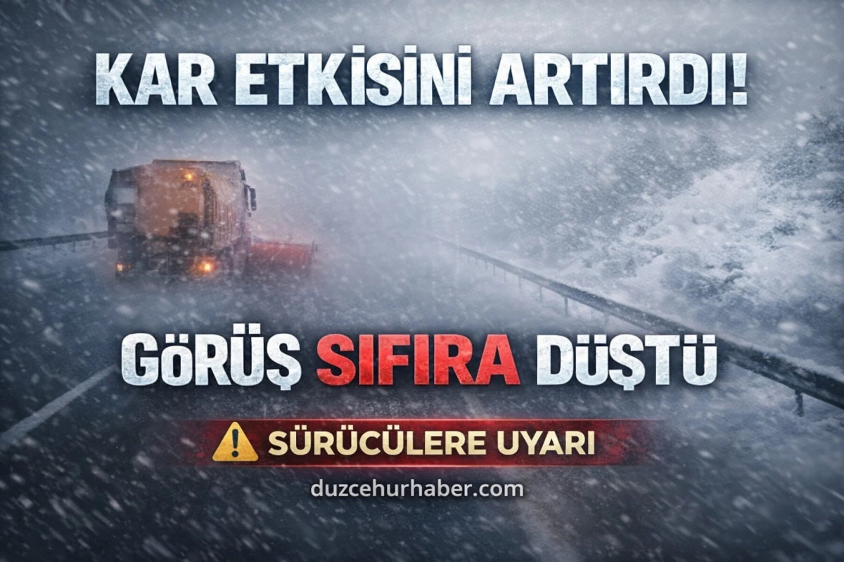 Bolu&rsquo;da Yoğun Kar! TEM Otoyolu&rsquo;nda G&ouml;r&uuml;ş Mesafesi D&uuml;şt&uuml;