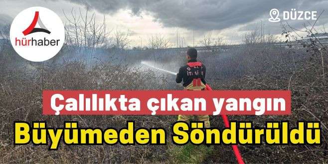 Çalılıkta çıkan yangın büyümeden söndürüldü