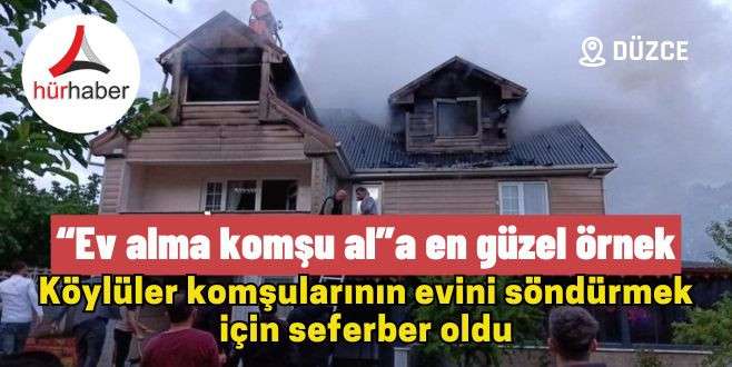 Dubleks evin çatısında çıkan yangın köylüleri seferber etti