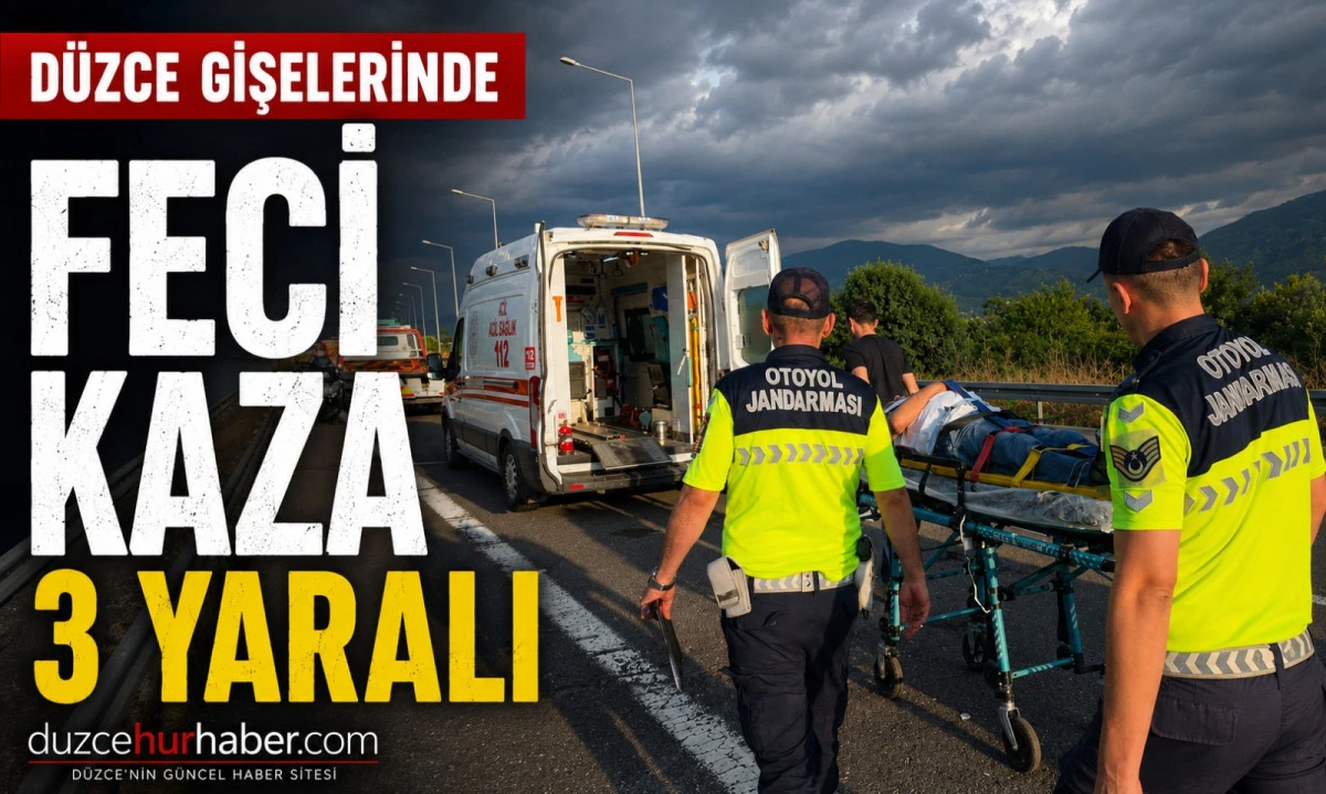 D&uuml;zce Gişelerinde Feci Kaza! Otomobil Bariyerlere Saplandı: 3 Yaralı