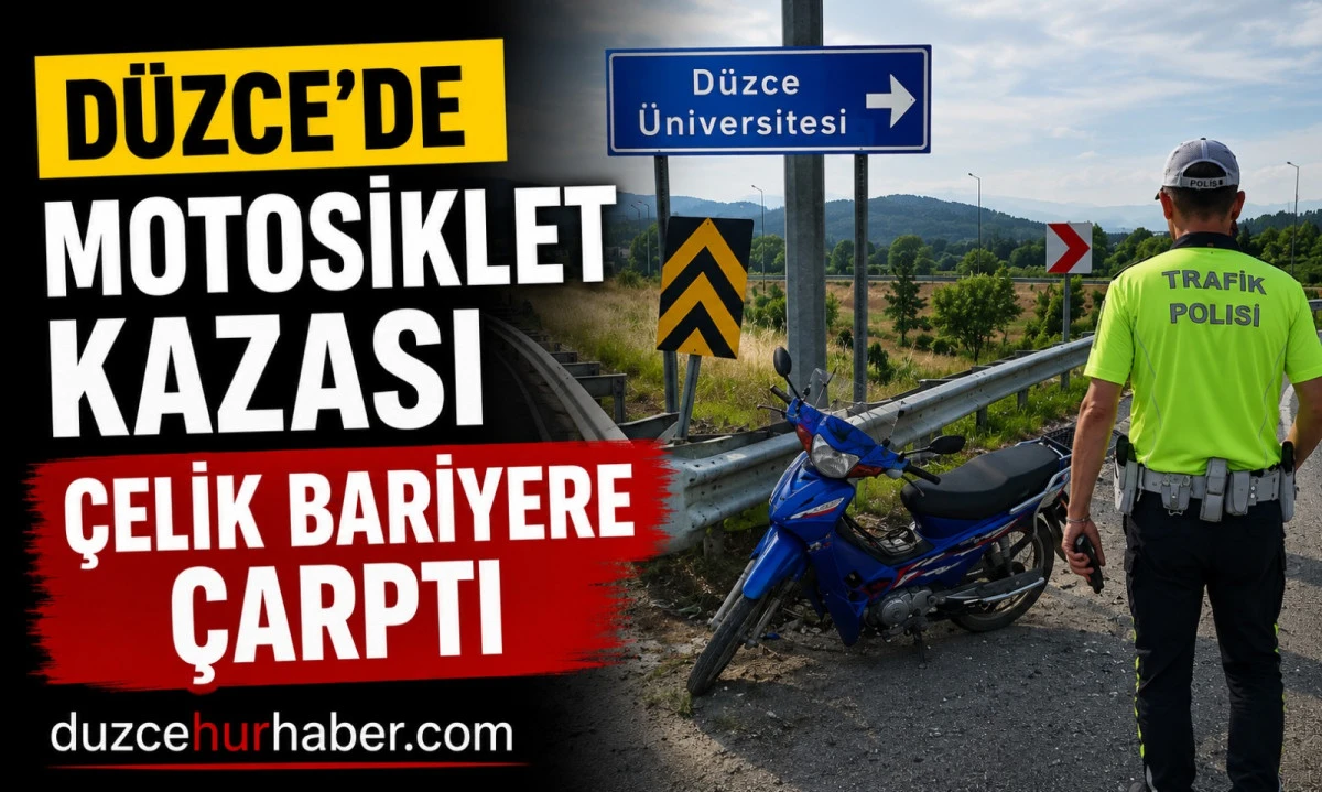D&uuml;zce Kuzey &Ccedil;evre Yolu'nda Kaza: Motosiklet S&uuml;r&uuml;c&uuml;s&uuml; Yaralandı