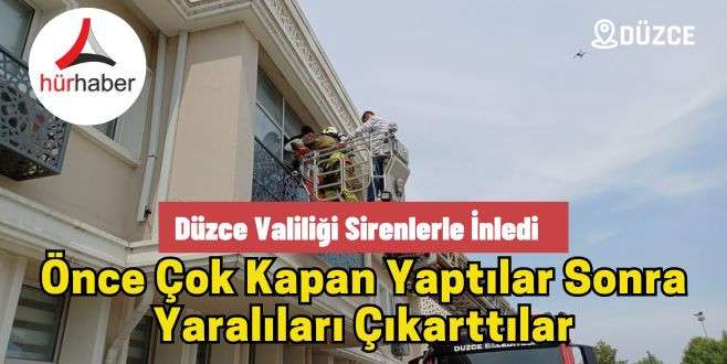 Düzce valiliği sirenlerle inledi