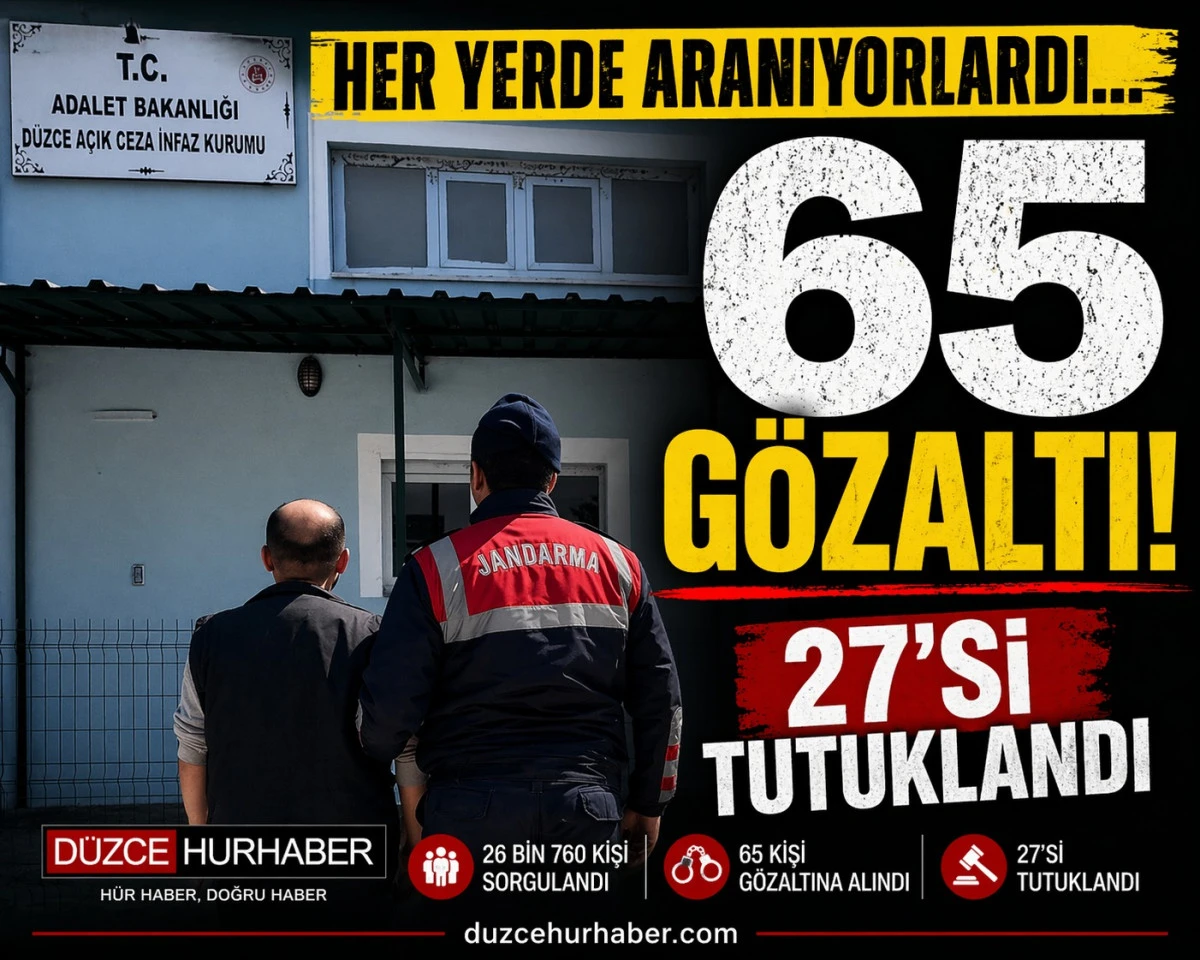 D&uuml;zce&rsquo;de 1 haftada 65 g&ouml;zaltı, 27 tutuklama: Denetimlerde dikkat &ccedil;eken bilan&ccedil;o