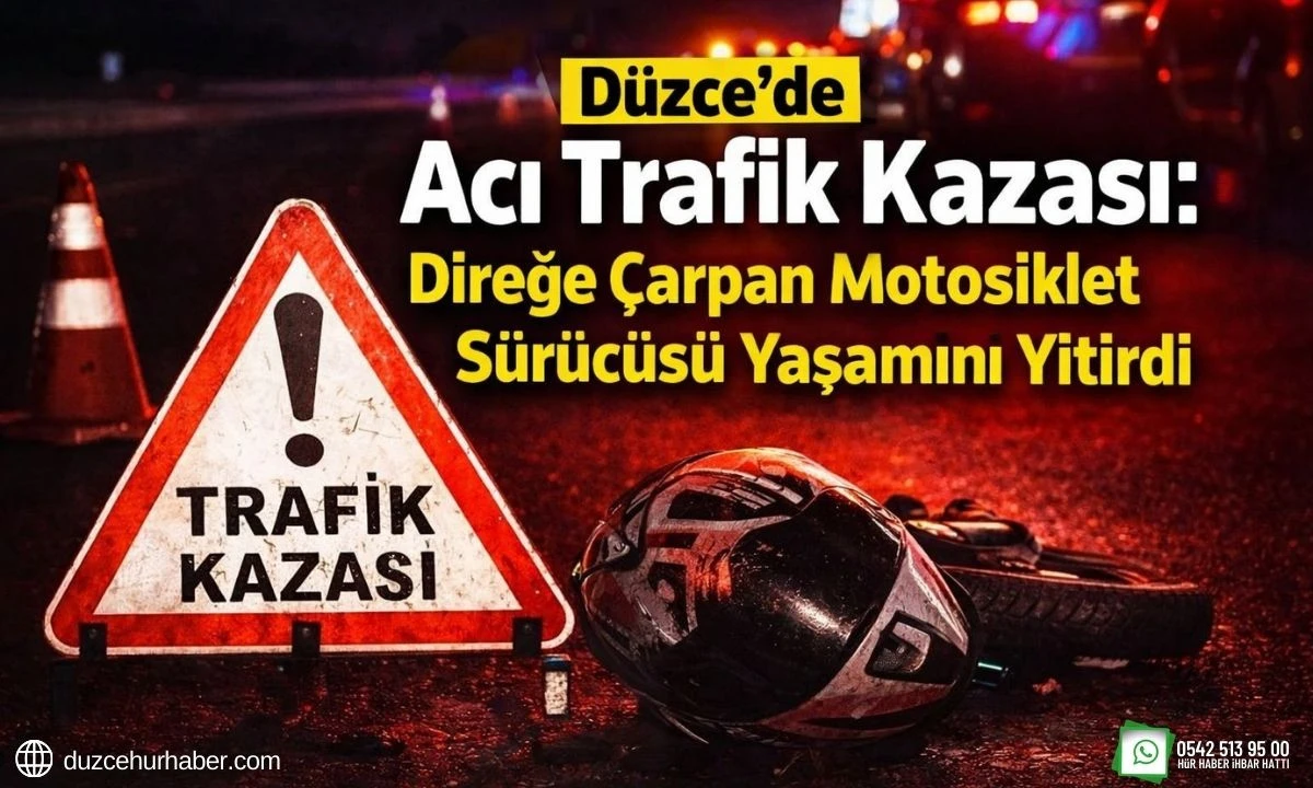 D&uuml;zce'de Acı Trafik Kazası: Direğe &Ccedil;arpan Motosiklet S&uuml;r&uuml;c&uuml;s&uuml; Yaşamını Yitirdi