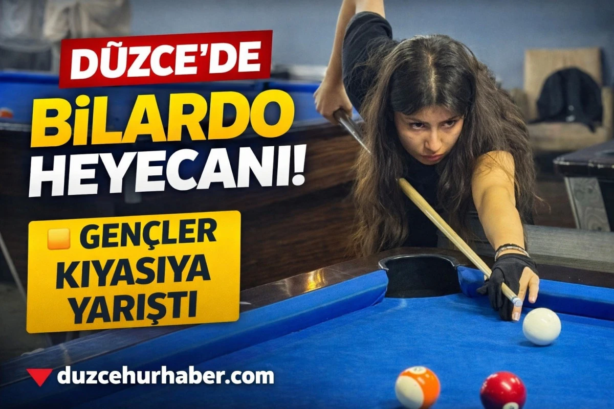 D&uuml;zce&rsquo;de Bilardo Heyecanı! Gen&ccedil;ler Şampiyonluk İ&ccedil;in Yarıştı