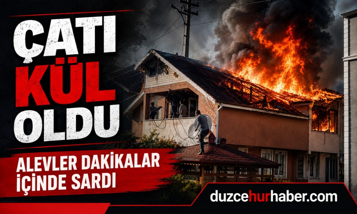 D&uuml;zce'de dakikalar i&ccedil;inde k&uuml;l oldu! &Ccedil;atı katı kullanılamaz hale geldi