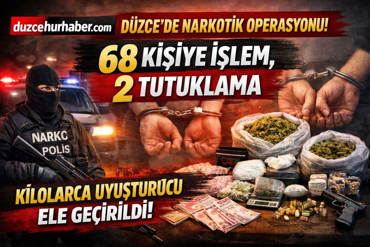 D&uuml;zce&rsquo;de Narkotik Operasyonu! 68 Kişiye İşlem, 2 Tutuklama &ndash; Kilolarca Uyuşturucu Ele Ge&ccedil;irildi