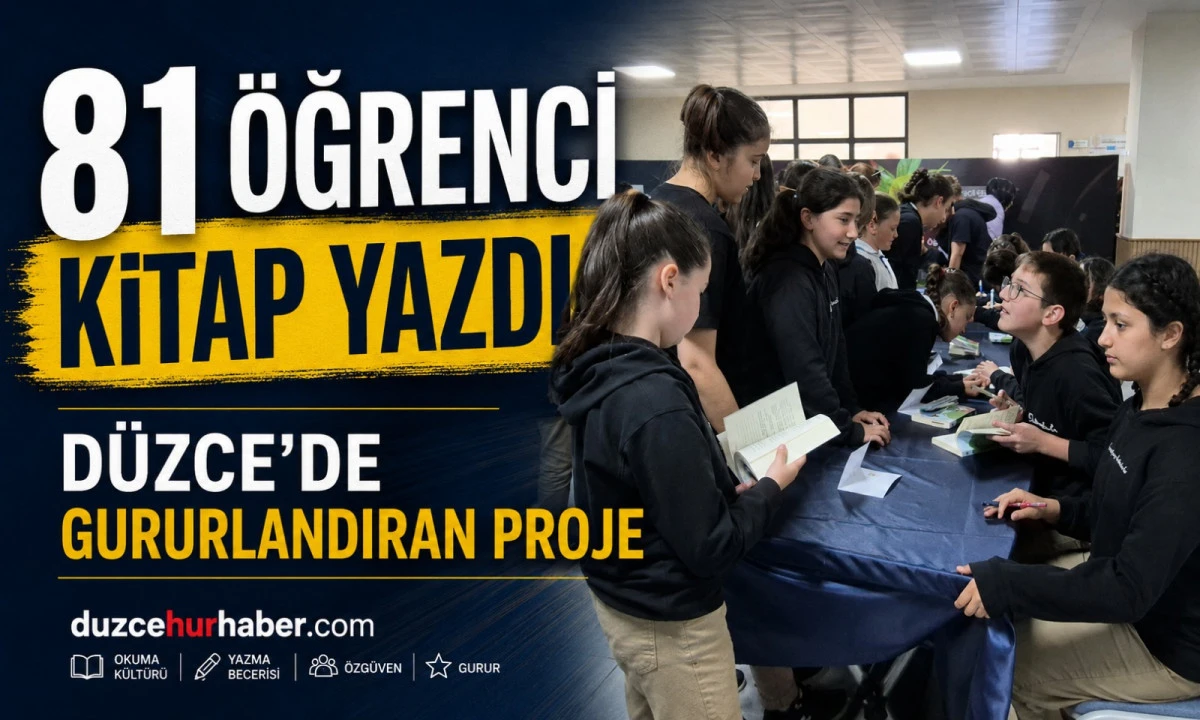D&uuml;zce&rsquo;de Ortaokul &Ouml;ğrencilerinden B&uuml;y&uuml;k Başarı: 81 &Ouml;ğrenci Kitap Yazdı
