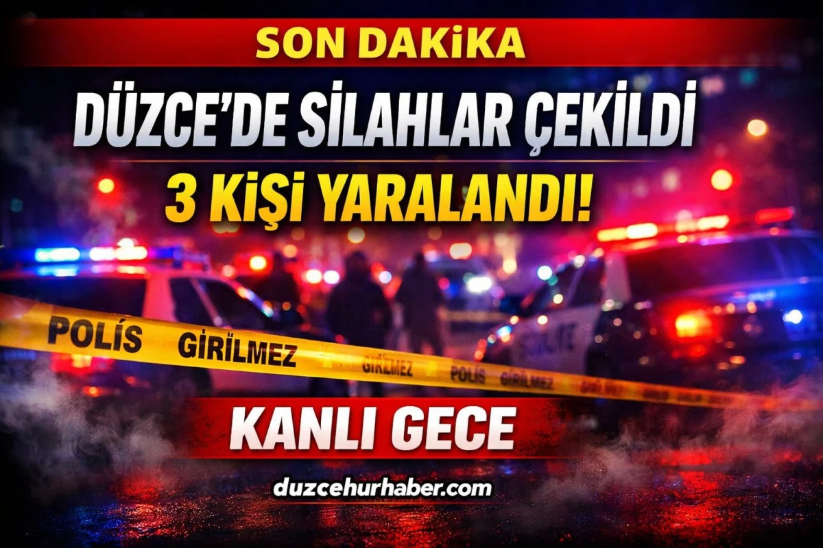 D&uuml;zce'de Silahlar &Ccedil;ekildi, 3 Kişi Yaralandı Kanlı gece