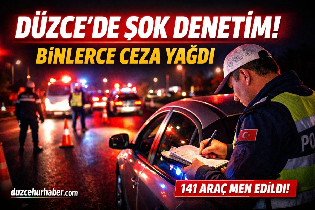 D&uuml;zce&rsquo;de Şok Trafik Denetimi! 1755 S&uuml;r&uuml;c&uuml;ye Ceza, 141 Ara&ccedil; Men