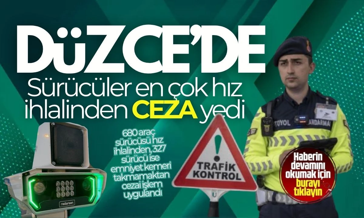 Düzce'de Sürücüler en çok hız ihlalinden ceza yedi