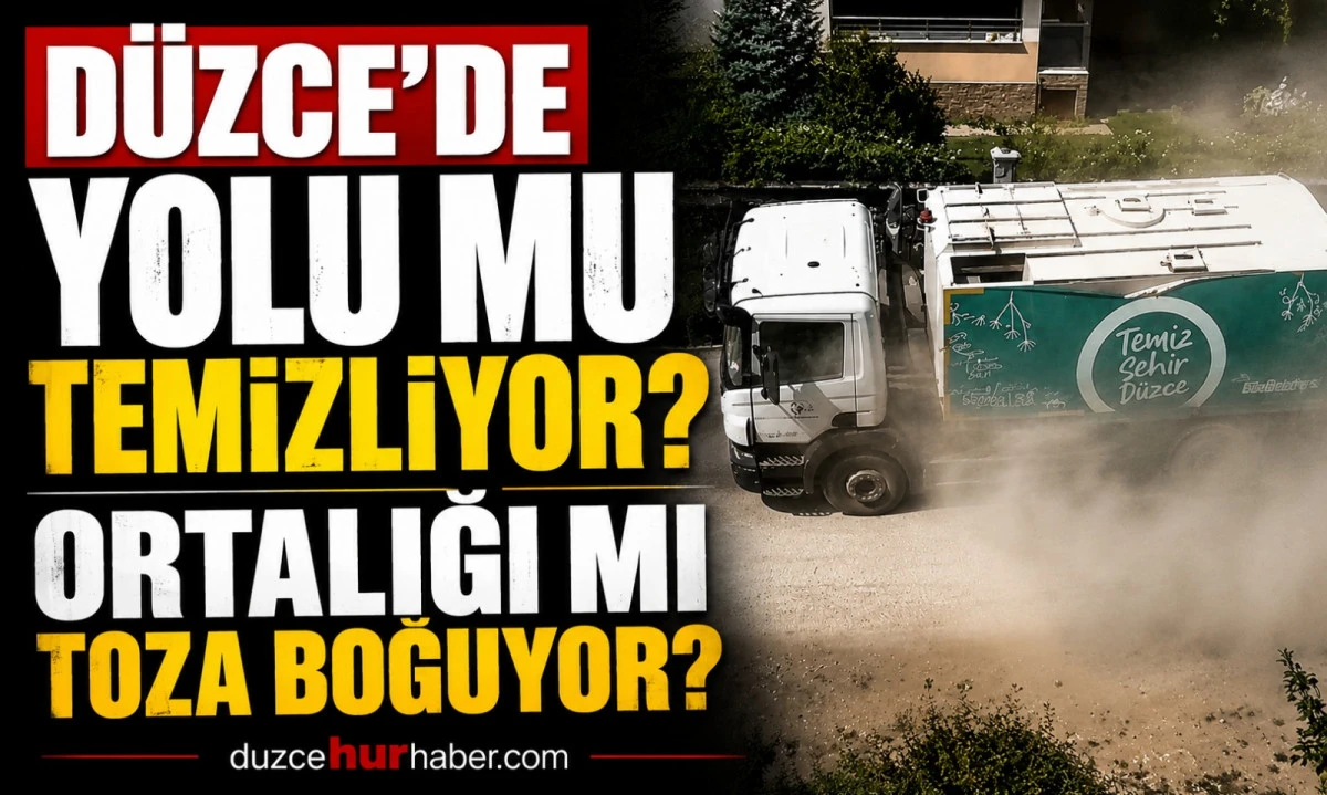 D&uuml;zce'de temizlik tartışması! "Yolu mu temizliyor, ortalığı mı toza boğuyor?"