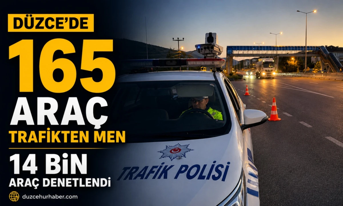 D&uuml;zce'de trafik denetimleri sıkılaştı! 165 ara&ccedil; trafikten men edildi