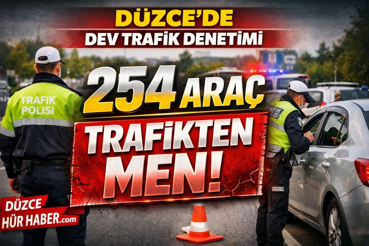 D&uuml;zce&rsquo;de Trafikte B&uuml;y&uuml;k Denetim! 254 Ara&ccedil; Trafikten Men