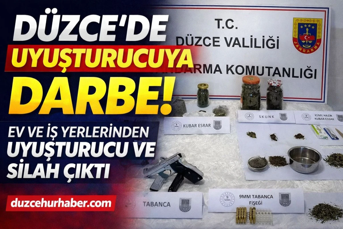 D&Uuml;ZCE&rsquo;DE UYUŞTURUCUYA DARBE! EV VE İŞ YERLERİNDEN UYUŞTURUCU VE SİLAH &Ccedil;IKTI