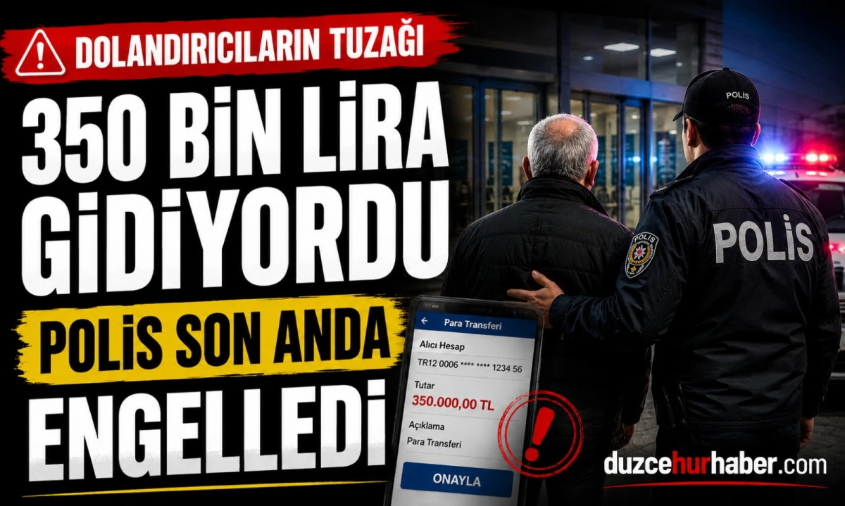 D&uuml;zce'de Yaşlı Adamı Polis Kurtardı: 350 Bin Lira Gitmek &Uuml;zereydi
