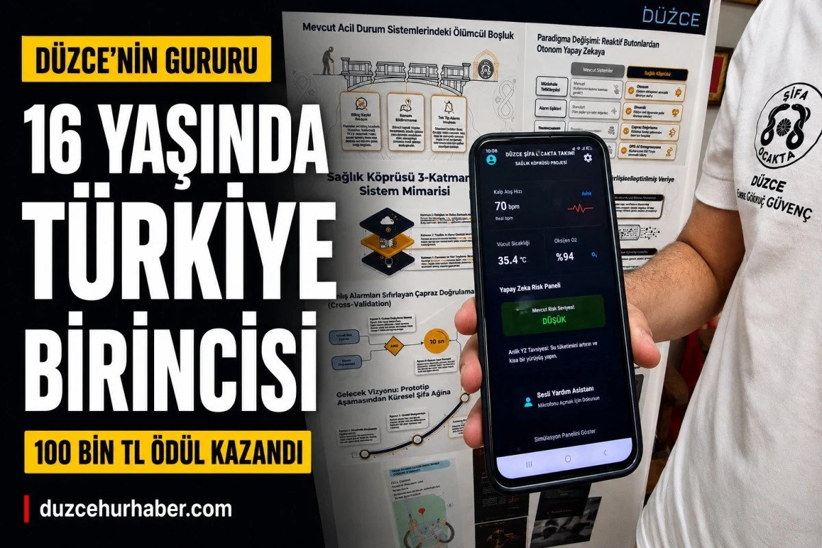 D&uuml;zceli &Ouml;ğrenci Yapay Zeka Projesiyle T&uuml;rkiye Birincisi Oldu! 100 Bin TL &Ouml;d&uuml;l Kazandı