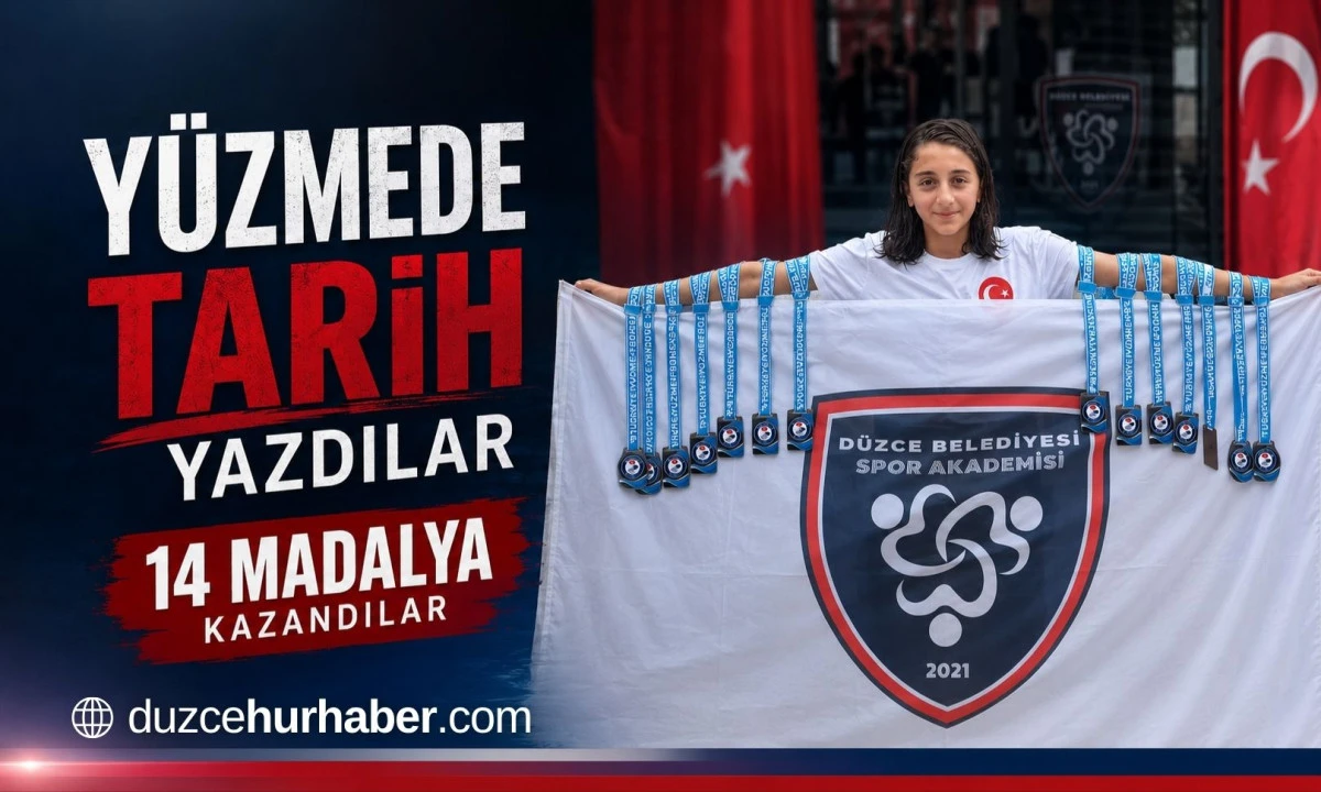 D&uuml;zce'ye Y&uuml;zmede Tarihi Başarı! 14 Madalya ile D&ouml;nd&uuml;ler