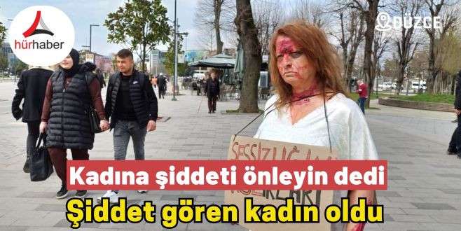 Kadınların uğradığı şiddeti uyguladığı makyaj ile gösterdi