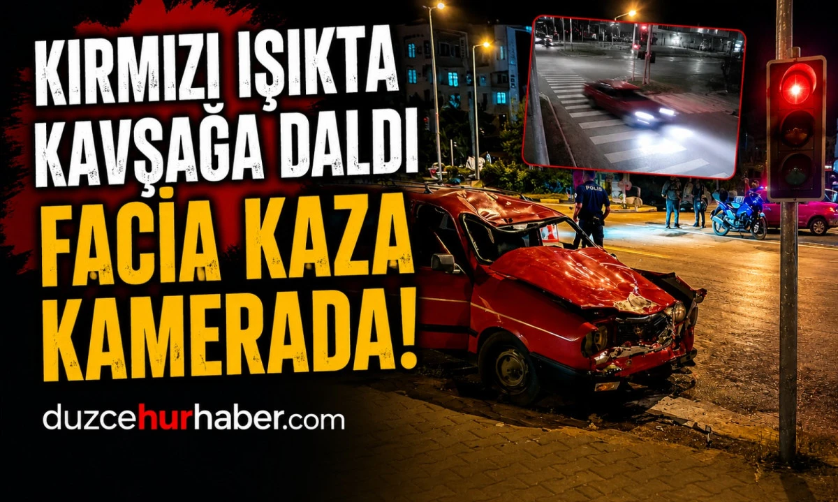 Kırmızı Işık İhlali Kamerada: Gen&ccedil; S&uuml;r&uuml;c&uuml; Metrelerce S&uuml;r&uuml;klendi