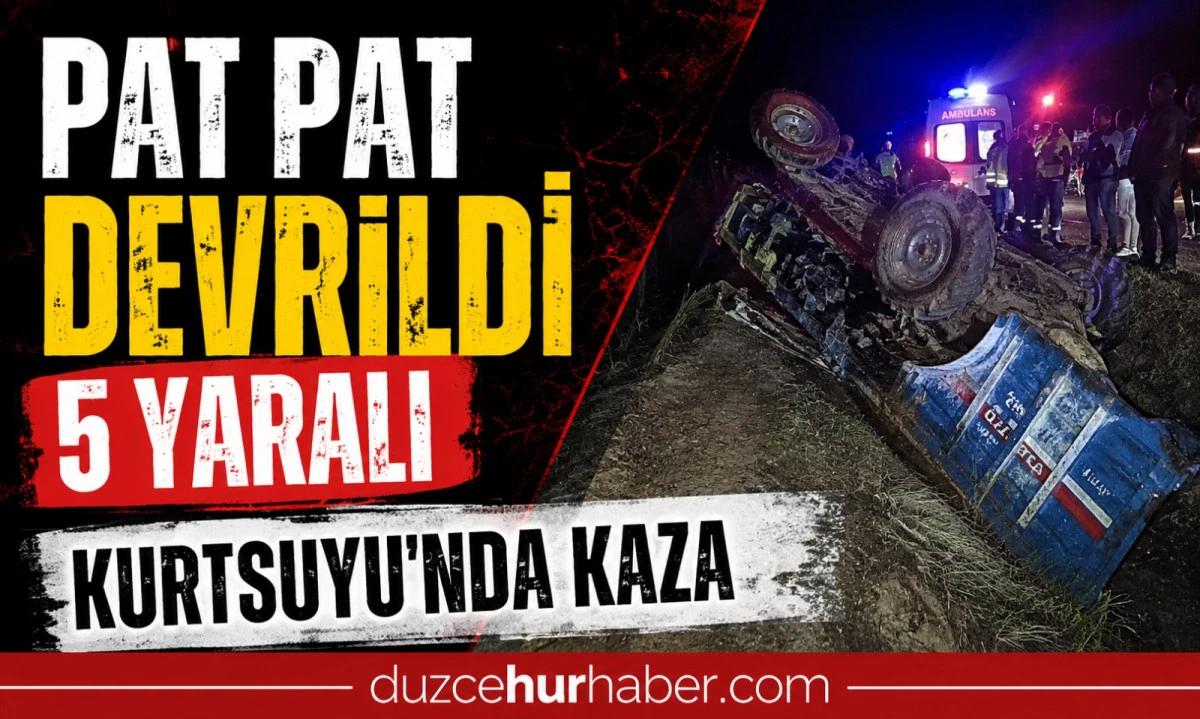 Kurtsuyu K&ouml;y&uuml;nde Pat Pat Devrildi, 5 Kişi Hastaneye Kaldırıldı