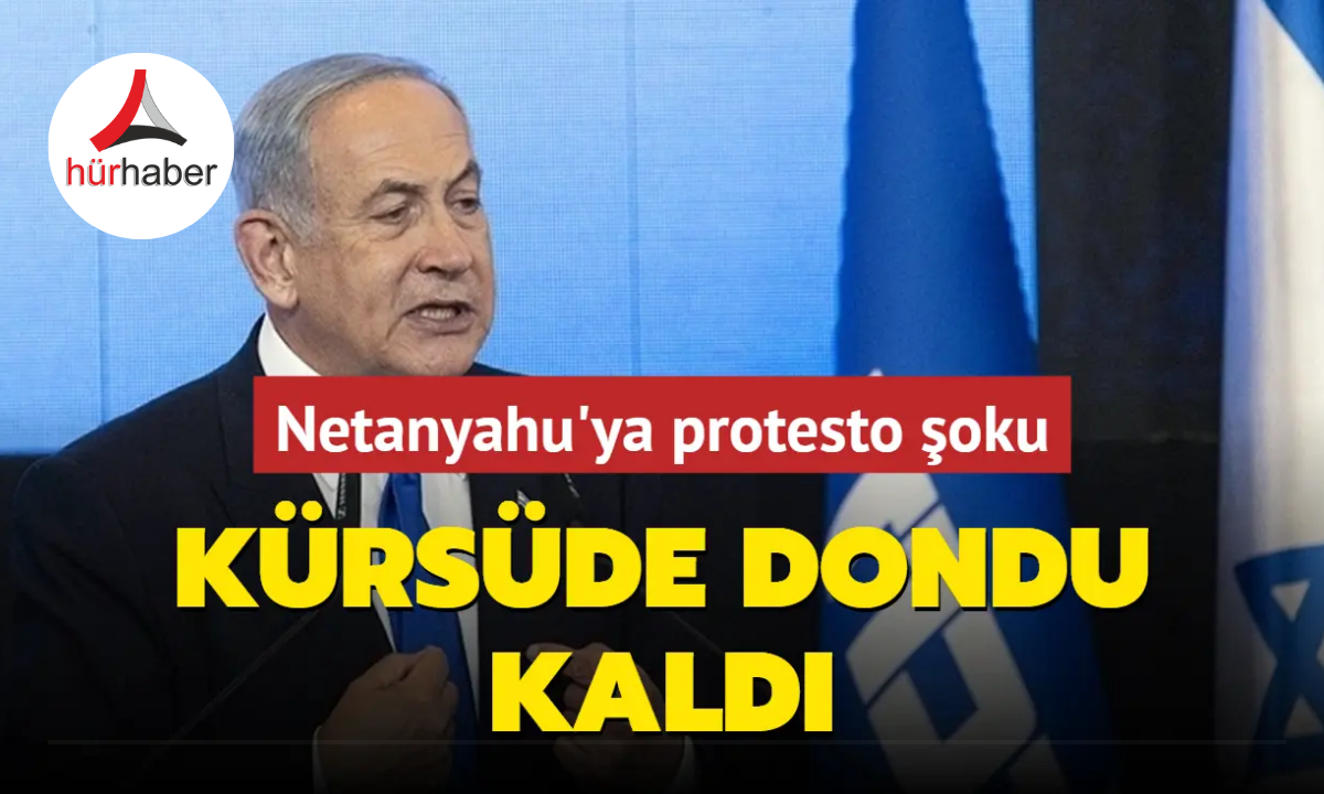 Netanyahu'ya protesto şoku: Sözü yarıda kesilince dondu kaldı
