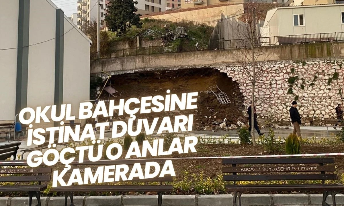 Okul Bah&ccedil;esine İstinat Duvarı G&ouml;&ccedil;t&uuml; O anlar kamerada