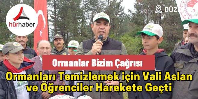 Ormanları temizlemek için Vali Aslan ve öğrenciler harekete geçti