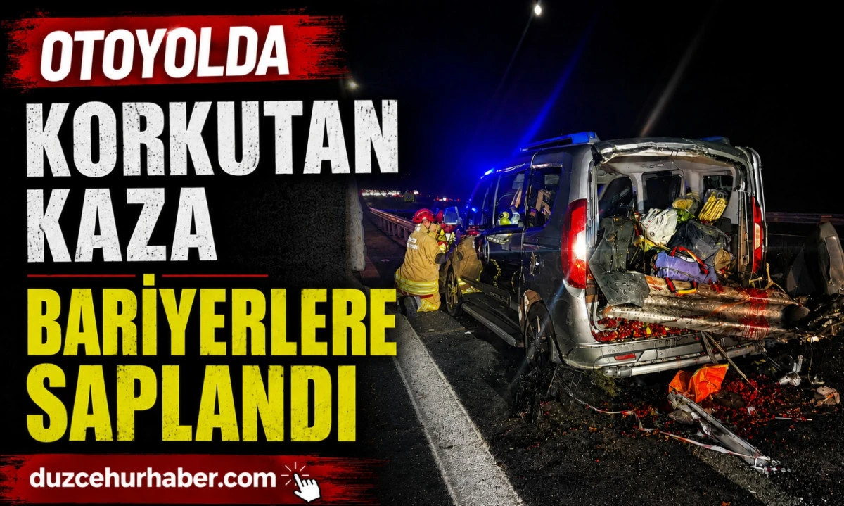 Otoyolda Korkutan Kaza! Bariyerlere Saplandı