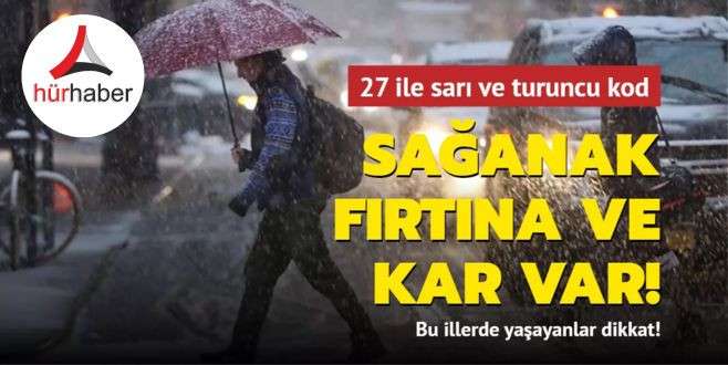 Sağanak, kar ve rüzgar var! 27 ile sarı ve turuncu kodlu uyarı 27 Kasım 2023