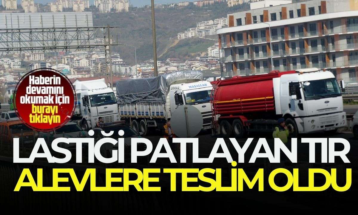 TEM'de lastiği patlayan tır alevlere teslim oldu! 