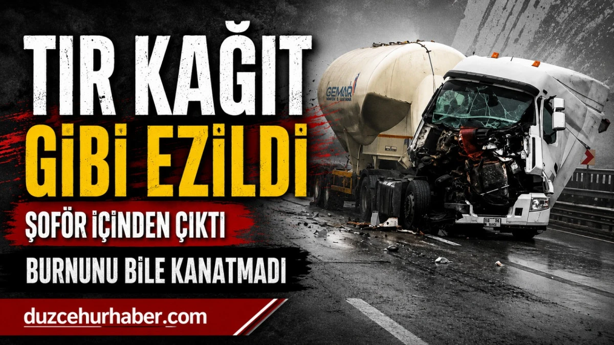 Tır Kağıt Gibi Ezildi&hellip; Şof&ouml;r Burnu Bile Kanamadan &Ccedil;ıktı