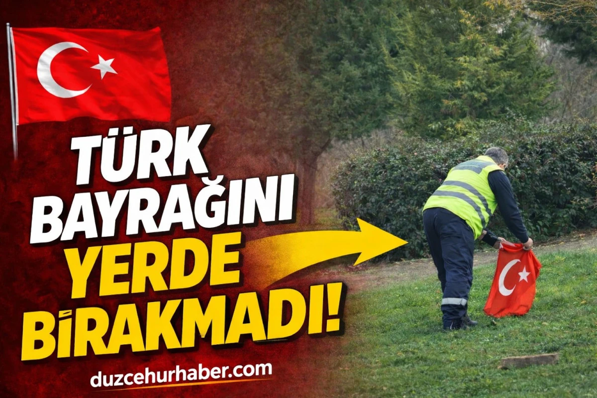 T&uuml;rk Bayrağını G&ouml;ğs&uuml;ne Koyan Temizlik&ccedil;i Duyarlılığı