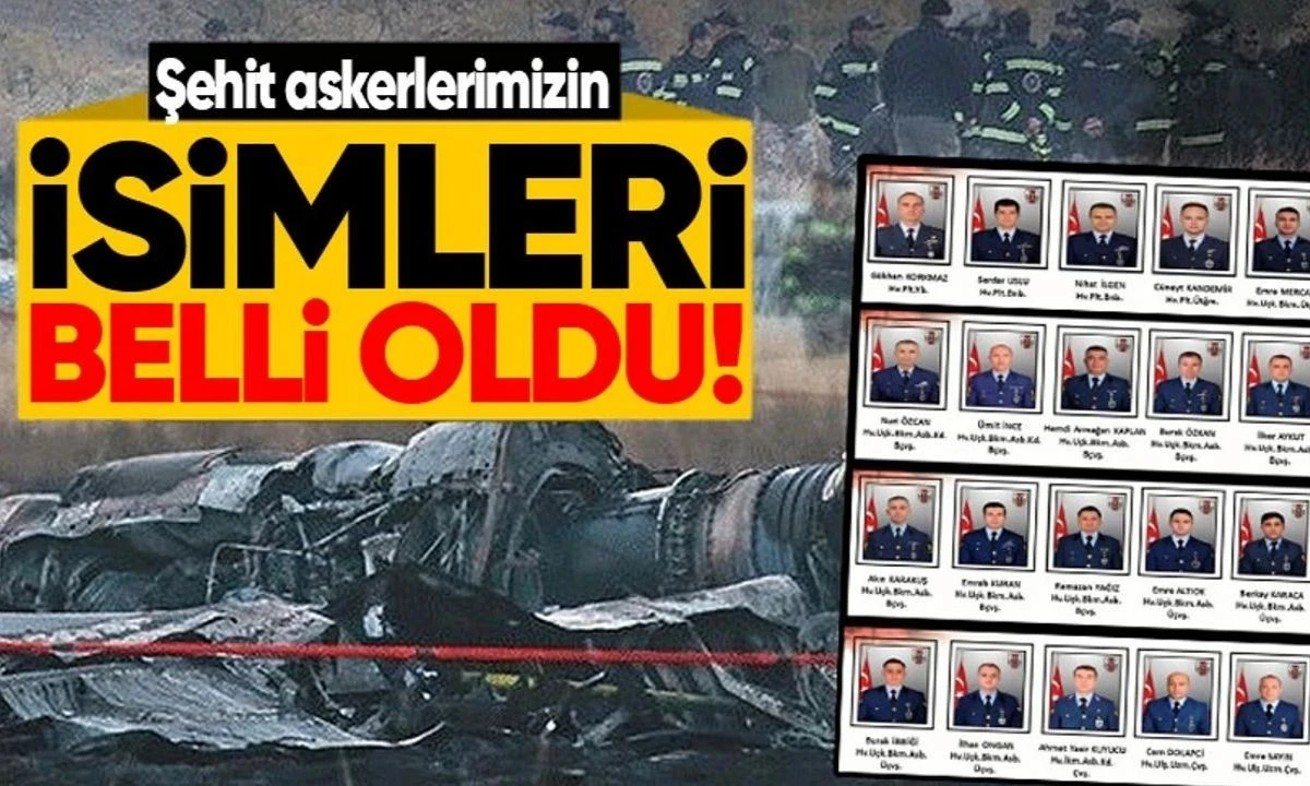 UÇAK KAZASINDA ŞEHİT OLAN ASKERLERMİZİN İSİMLERİ AÇIKLANDI