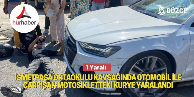 Otomobil ile çarpışan motosikletteki kurye yaralandı 1 yaralı