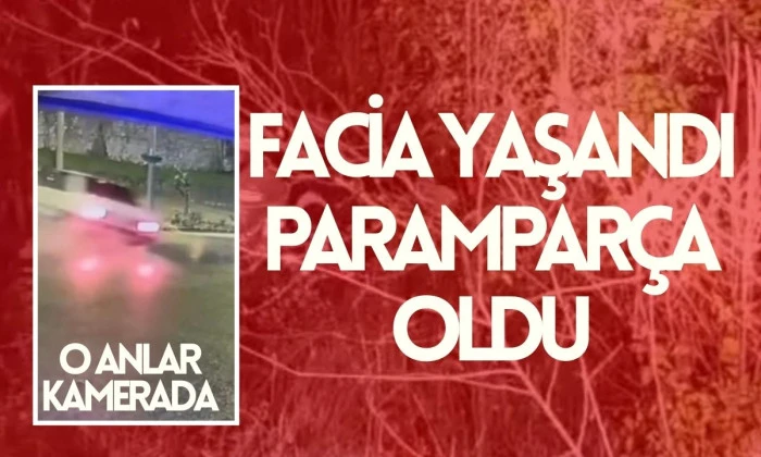 Kayganlaşan yolda otomobil paramparça oldu