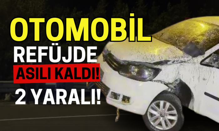 Ağaçlar faciayı önledi, araç refüjde asılı kaldı: 2 yaralı