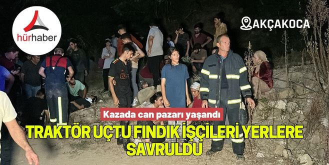 Fındık işçilerini taşıyan traktör şarampole uçtu