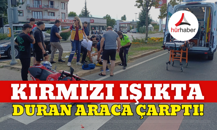 Işıkta bekleyen otomobile çarptı!