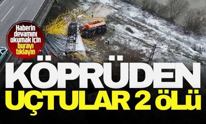 Kar kürüme aracı köprüden uçtu!