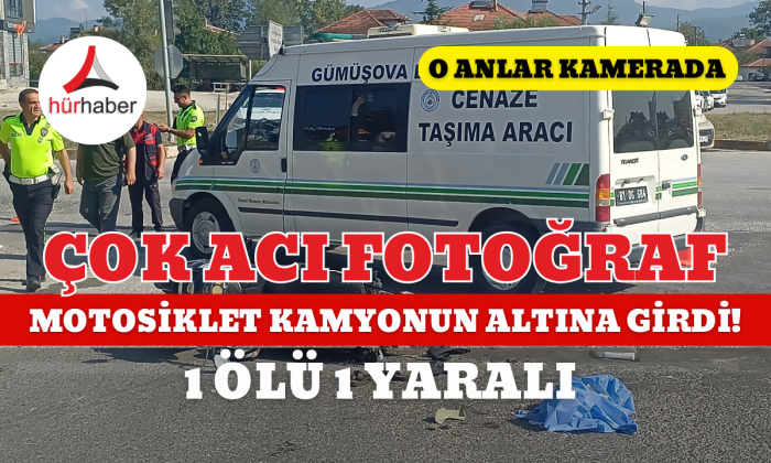 Düzce Gümüşova mevkiinde Motosiklet kamyonun altına girdi 1 ölü 1 yaralı! 