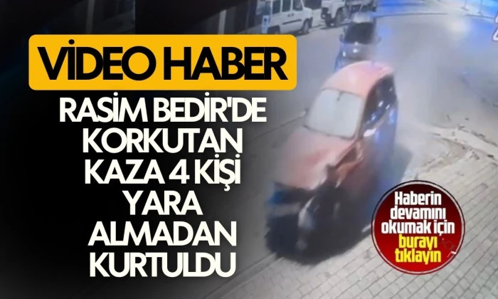 Park halindeki araca çarpan otomobildeki 4 kişi kazayı yara almadan atlattı